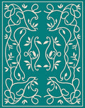 Teal Vine Leaf Scrollwork Medallion Rug