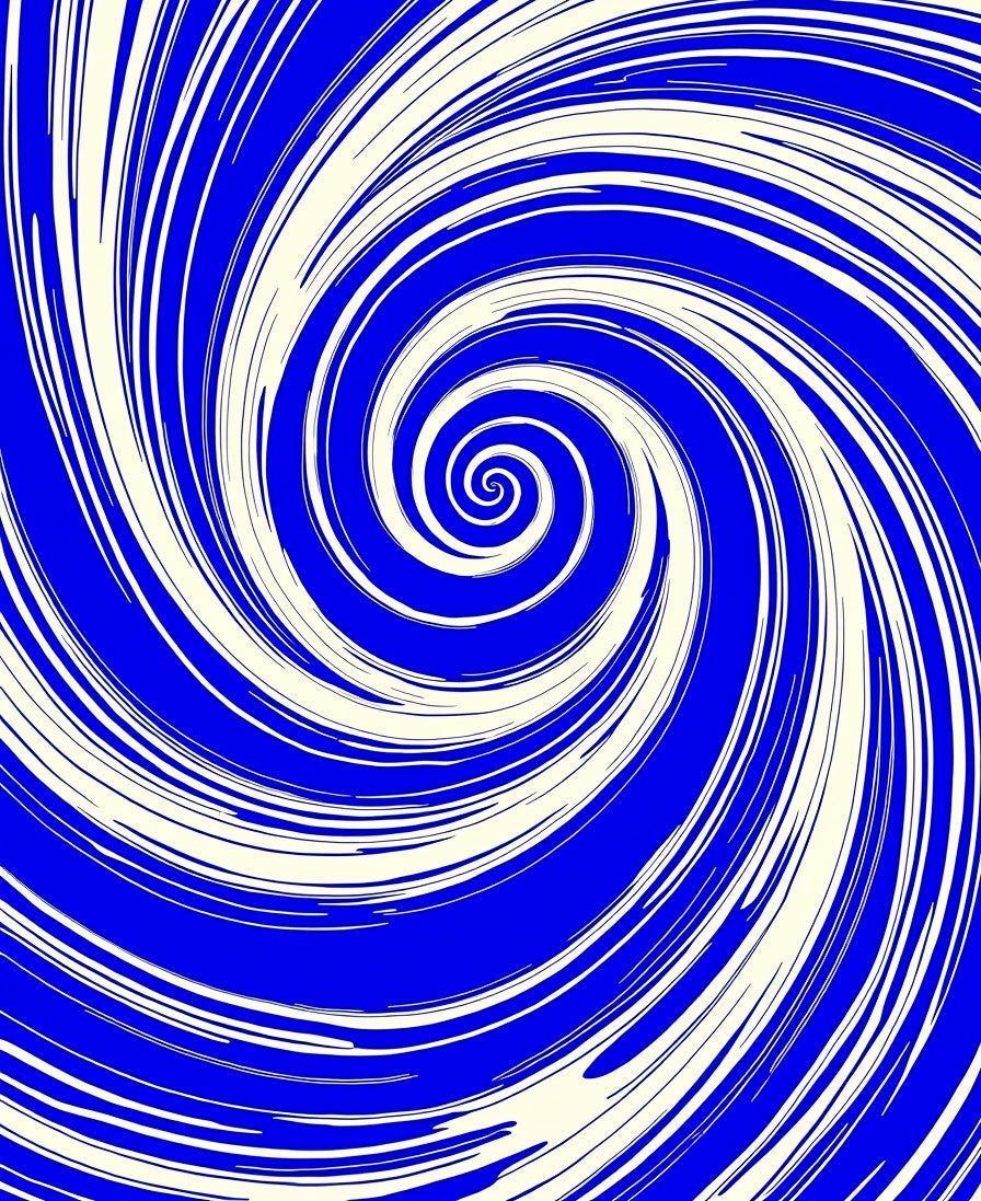 Electric Blue Cream Swirl Rug