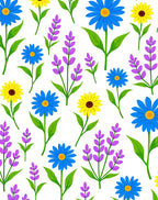Blue Yellow Purple Floral Meadow Rug