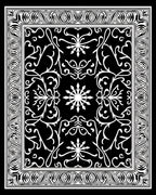 Black White Intricate Scroll Work Rug