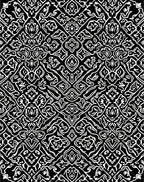 Black White Intricate Floral Scroll Rug