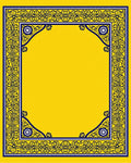 Vibrant Yellow Floral Scroll Frame Rug