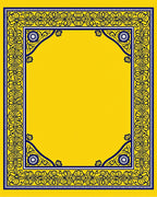 Vibrant Yellow Floral Scroll Frame Rug