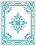 Elegant Teal Filigree Medallion Frame Rug