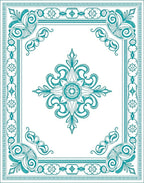 Elegant Teal Filigree Medallion Frame Rug