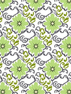 Light Green Daisy Swirl Arrangement Rug