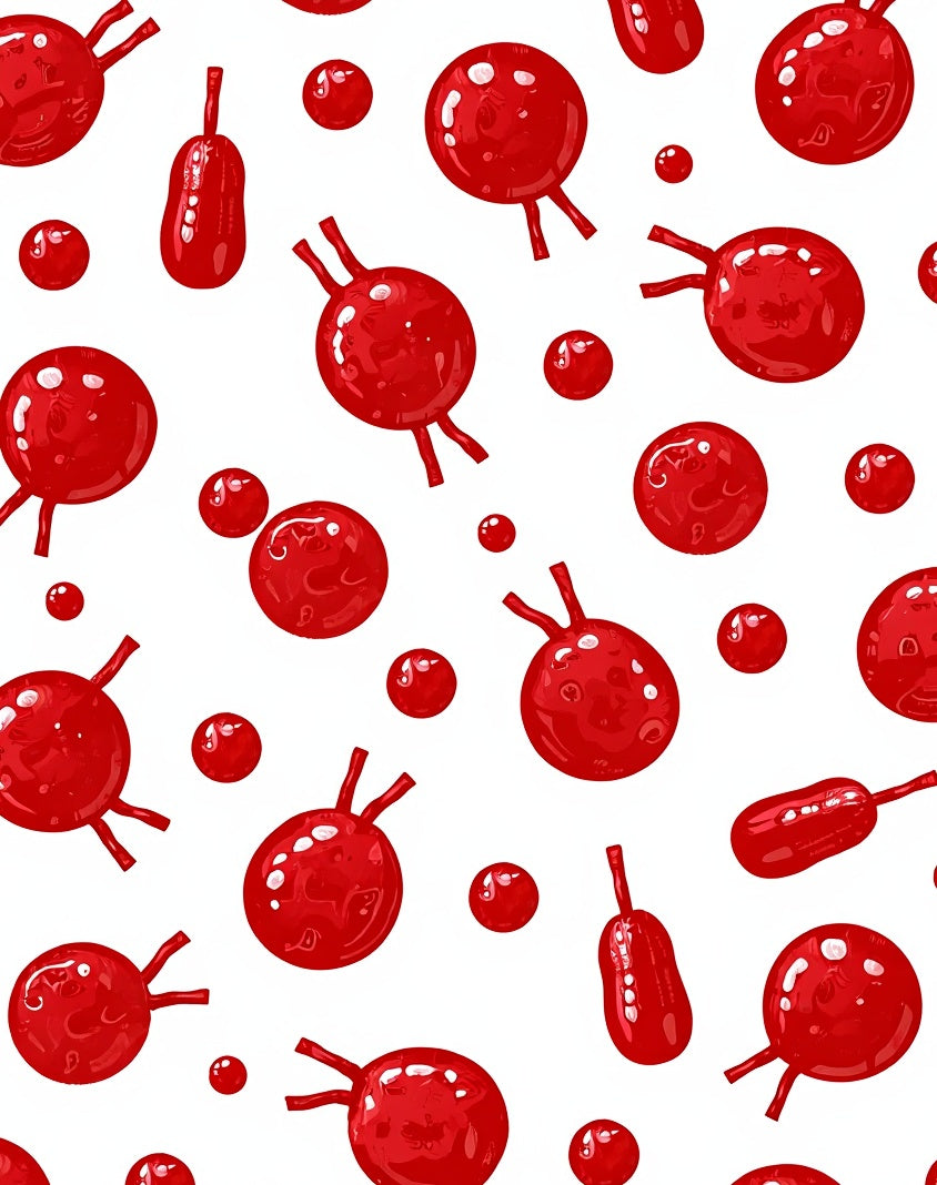 Crimson Red Whimsical Bouncy Balls Rug
