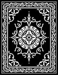 Ornate Black White Scrollwork Centerpiece Rug