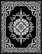 Ornate Black White Scrollwork Centerpiece Rug