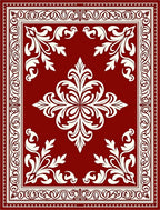 Rich Scarlet Botanical Scrollwork Rug