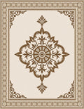 Elegant Brown Medallion Border Area Rug