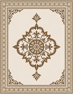 Elegant Brown Medallion Border Area Rug
