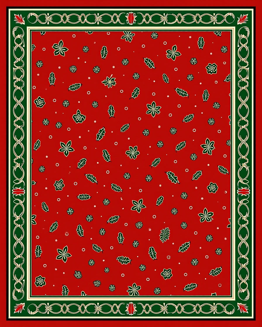 Crimson Leaf and Star Border Rug