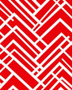 Bold Red Geometric Interlocking Lines Rug