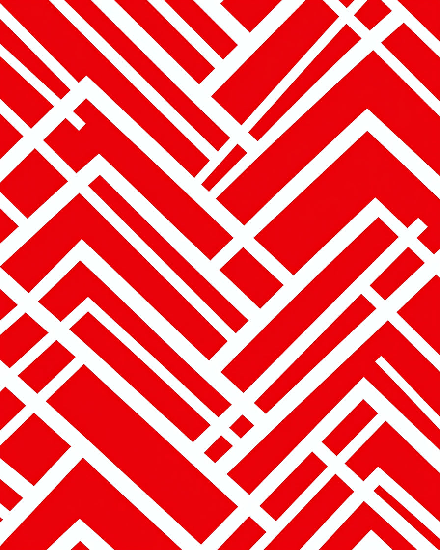Bold Red Geometric Interlocking Lines Rug