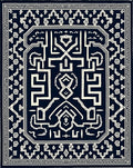 Dark Navy White Geometric Labyrinth Rug