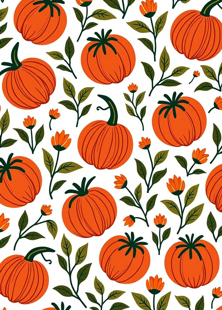 Orange Pumpkin and Floral Whimsy Rug