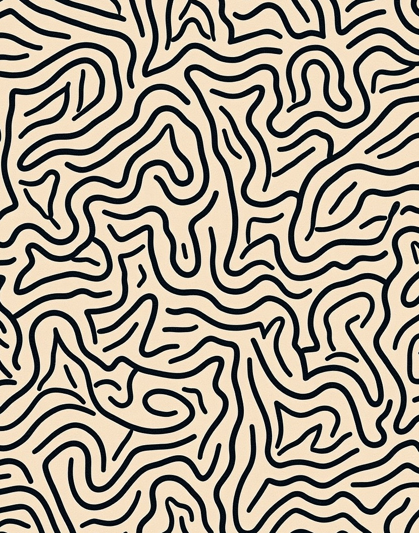 Organic Black Line Contour Rug