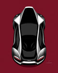Sleek Black Silver Sportscar Silhouette Rug