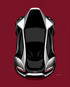 Sleek Black Silver Sportscar Silhouette Rug