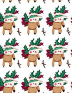 Festive Reindeer Holly Garden Repeat Rug