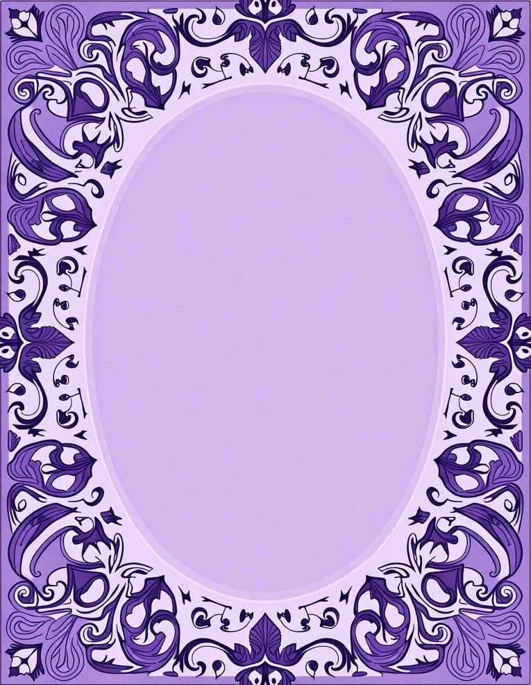 Lavendar Floral Art Nouveau Frame Rug