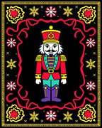 Vibrant Nutcracker Snowflake Border Rug