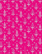 Hot Pink White Floral Snowflakes Rug