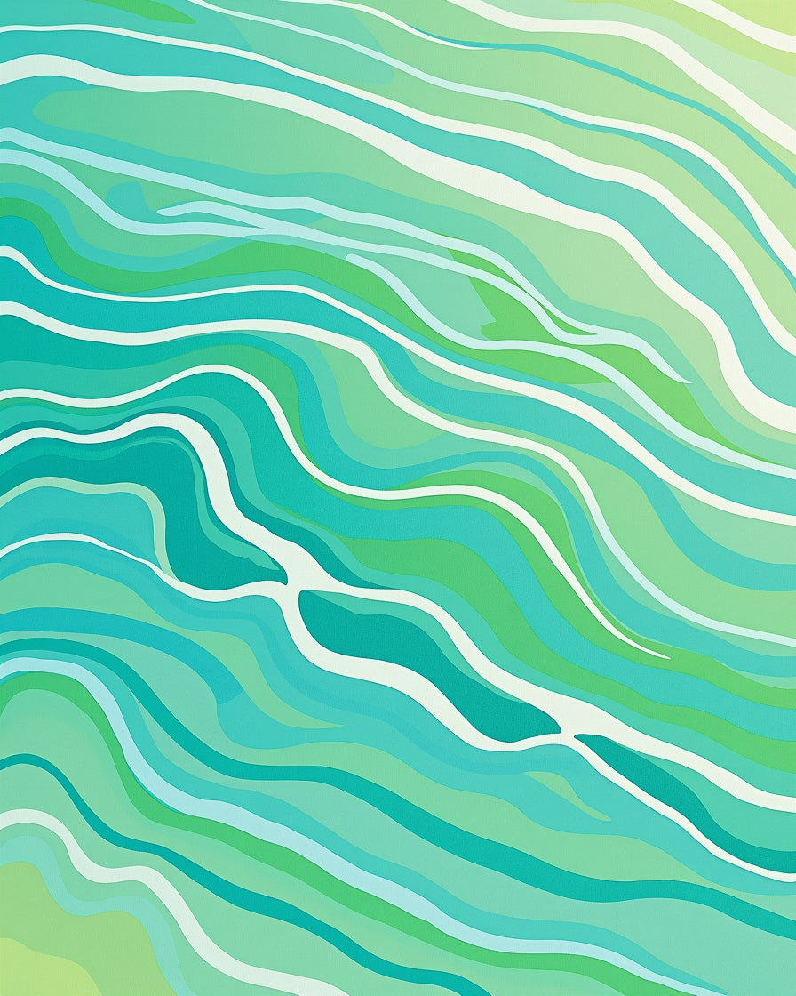 Oceanic Aqua Green Wavy Stripe Rug