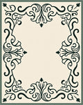 Cream Dark Green Scrollwork Frame Rug
