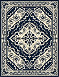 Ornate Navy Floral Layout Rug