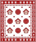 Red Gingerbread House Snowflake Border Rug