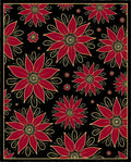 Crimson Black Floral Outline Rug