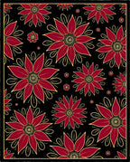 Crimson Black Floral Outline Rug