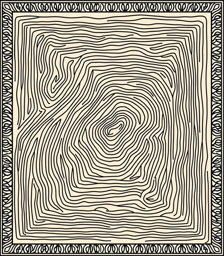 Abstract Black Swirl Cream Rug