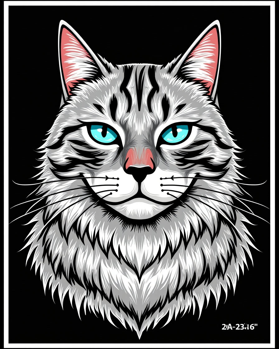 Grinning Gray Cat Face Rug