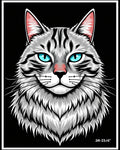Grinning Gray Cat Face Rug
