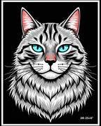 Grinning Gray Cat Face Rug