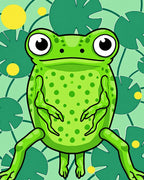 Vibrant Green Frog Lily Pad Garden Rug