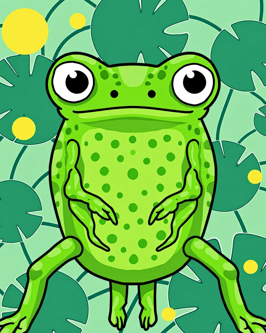 Vibrant Green Frog Lily Pad Garden Rug