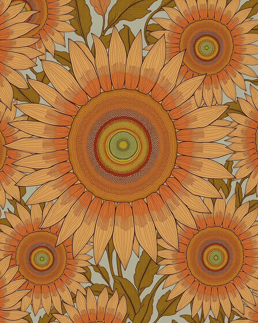 Ochre Sunflower Mandala Garden Rug