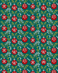 Red Ornate Christmas Orbs Greenery Rug