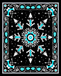 Midnight Cyan Snowflake Medallion Rug