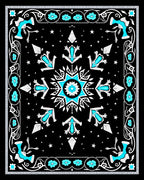 Midnight Cyan Snowflake Medallion Rug