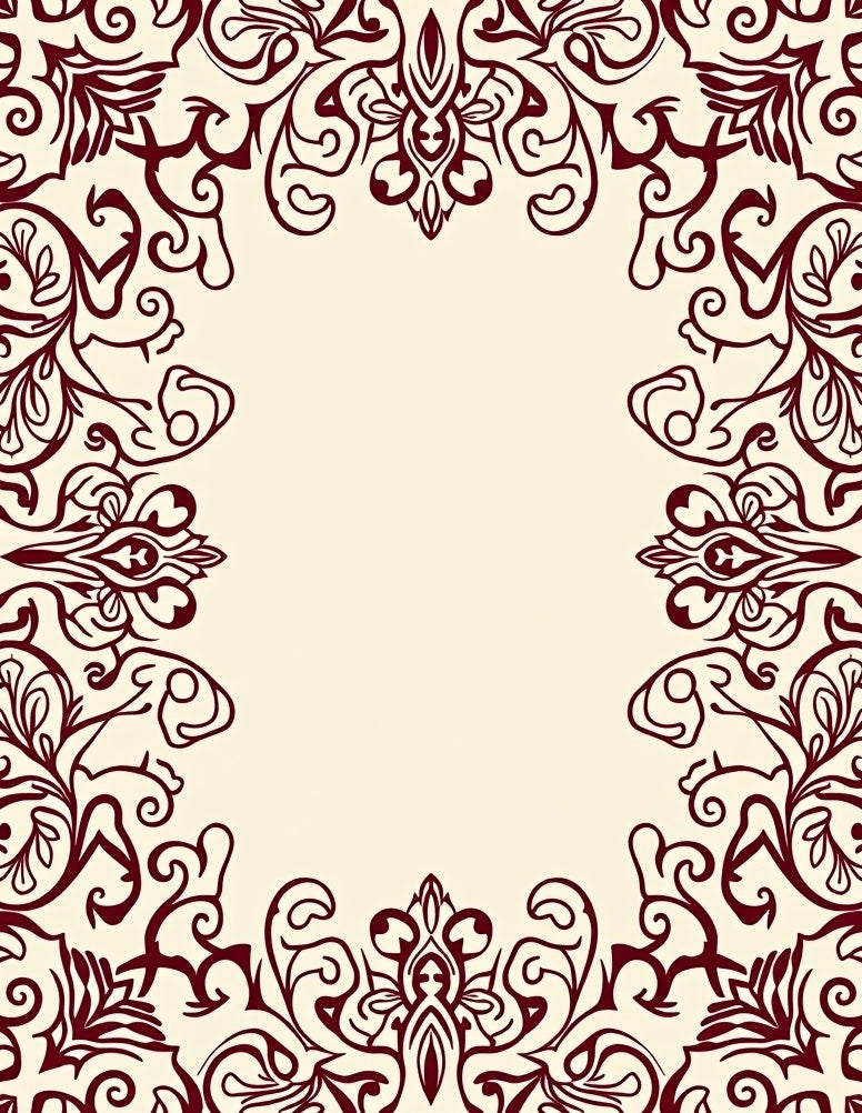 Crimson Vine Swirl Frame Rug