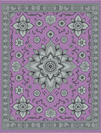Lavender And Gray Floral Mandala Rug