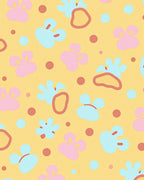 Whimsical Pink Blue Shapes Yellow Rug