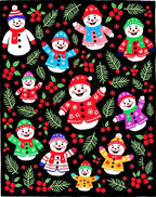 Christmas Snowman Holly Berry Branch Rug