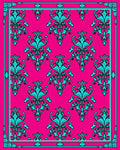 Vibrant Pink Turquoise Damask Scroll Rug