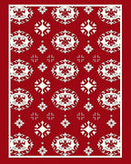 Crimson White Flourish Medallion Arrangement Rug